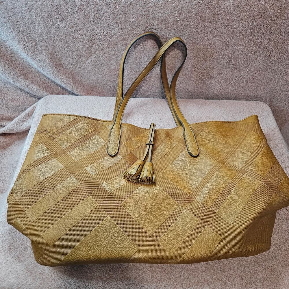 Ulta Beauty Large Textured Faux Leather Tote Bag with Tassel